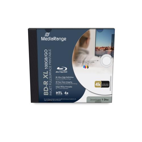 MediaRange BD-R XL 100GB, 4x speed inkjet fullsurface, jewelcase 1PC 