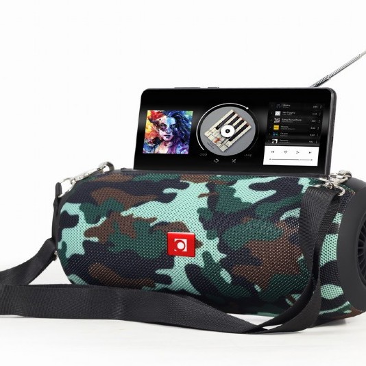 BOXE GEMBIRD portabile bluetooth, RMS:  10W (5W x 2), baterie 1200mAh, microSD, USB, FM-radio, antena, BT v5.1, 230x95x95mm, 521 grame, camo, 