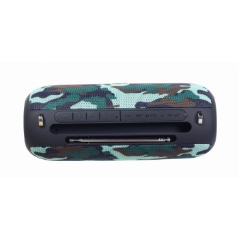 BOXE GEMBIRD portabile bluetooth, RMS:  10W (5W x 2), baterie 1200mAh, microSD, USB, FM-radio, antena, BT v5.1, 230x95x95mm, 521 grame, camo, 