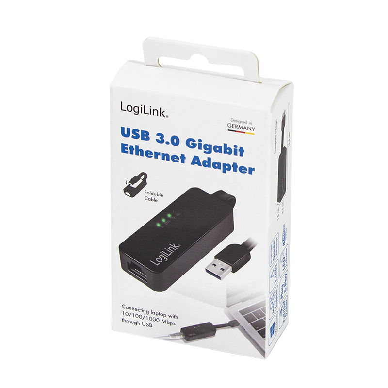 CABLU USB LOGILINK adaptor, USB 3.0 (T) la RJ45 (M), 14cm lungime totala, 