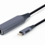ADAPTOR RETEA GEMBIRD , extern, USB-C Type-C, port RJ-45, 1000 Mbps, cablu 0.15m, grey, 