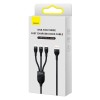 CABLU alimentare si date Baseus Flash, One-for-three Retractable, pt smartphone,USB la Micro-USB+Lightning + USB Type-C 100W, 1.2m, negru 