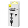 CABLU alimentare si date Baseus Flash, One-for-three Retractable, pt smartphone,USB la Micro-USB+Lightning + USB Type-C 66W, 1.2m, negru 