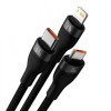 CABLU alimentare si date Baseus Flash, One-for-three Retractable, pt smartphone,USB la Micro-USB+Lightning + USB Type-C 66W, 1.2m, negru 