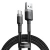 CABLU alimentare si date Baseus Cafule, Fast Charging Data Cable pt. smartphone, USB la USB Type-C, 3m, brodat, gri+negru 