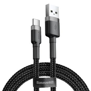CABLU alimentare si date Baseus Cafule, Fast Charging Data Cable pt. smartphone, USB la USB Type-C, 3m, brodat, gri+negru 