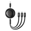 CABLU alimentare si date Baseus Free2Draw, Fast Charging Data Cable pt. smartphone, retractabil, USB la  Micro-USB+Lightning + USB Type-C 100W, 1.1m, negru 