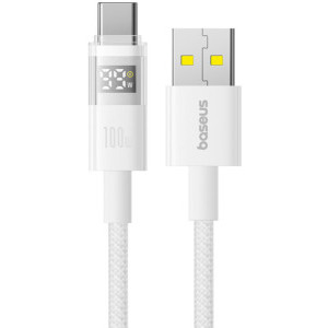 CABLU alimentare si date Baseus Display, Fast Charging Data Cable pt. smartphone, USB la USB Type-C 100W, braided, 2m, alb 