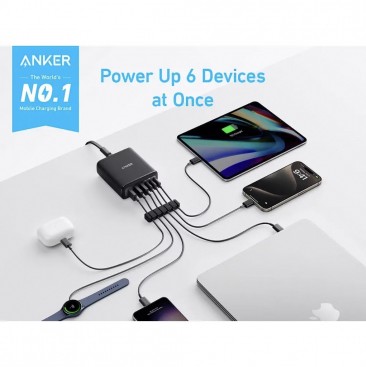 Alimentator retea Anker, max. 30W/port, 3 x USB-C, 3 x USB-A, negru, 