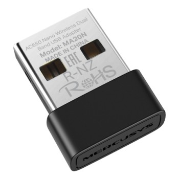 ADAPTOR RETEA MERCUSYS, nano AC650 extern wireless 2.4 GHz | 5 GHz, USB 2.0, 650 Mbps, 