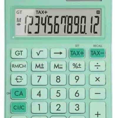 Calculator de birou Canon, LS-125KB GR, Green, LCD 12-digit, dim.car. 18.6 mm, Dual-Power (solara si baterie LR44), dim. 147x106x25mm, 117g, (incl.TV 0.80lei),