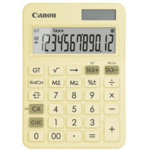 Calculator de birou Canon, LS-125KB PYL, Pastel Yellow, LCD 12-digit, dim.car. 18.6 mm, Dual-Power (solara si baterie LR44), dim. 147x106x25mm, 117g, (incl.TV 0.80lei),