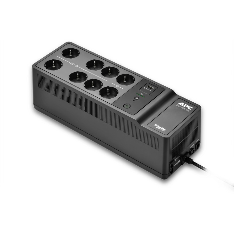 APC Back-UPS 500VA 8 schuko outlets 230V 1 USB charging port 