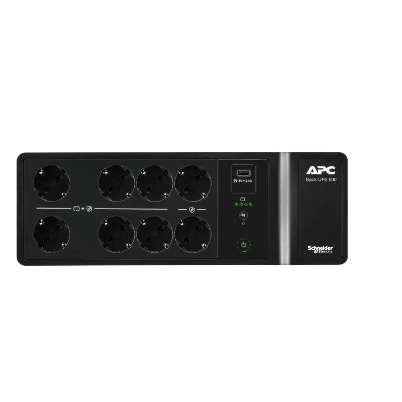 APC Back-UPS 500VA 8 schuko outlets 230V 1 USB charging port 