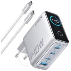 Alimentator retea Anker, 140W, fast charge, 3 x USB-C, 1 x USB-A, argintiu, 