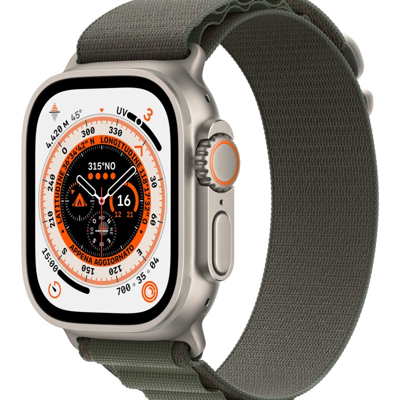 Smartwatch Watch Ultra GPS + Cellular 49mm Titanium Case with Alpine Loop M - Green 