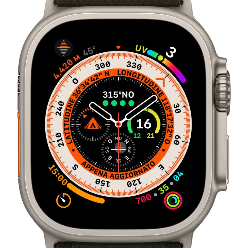 Smartwatch Watch Ultra GPS + Cellular 49mm Titanium Case with Alpine Loop M - Green 