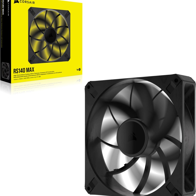 Ventilator Corsair RS140 MAX 140mm PWM, 1600 RPM, Negru 