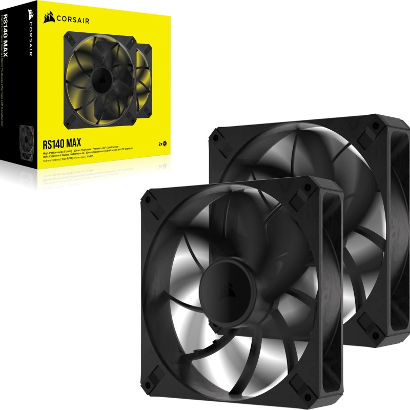 Ventilator Corsair RS140 MAX 140mm PWM, 1600 RPM, Dual Pack, Negru 