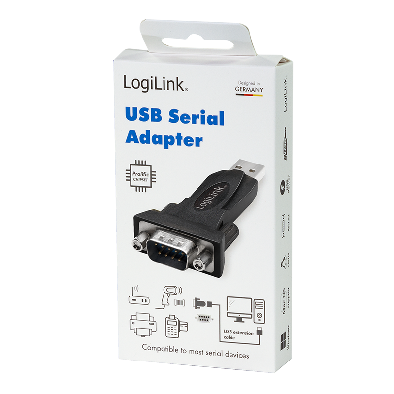 ADAPTOR USB LOGILINK, USB 2.0 (T) la Serial DB9M (9-pin)(RS232)(T), negru, 