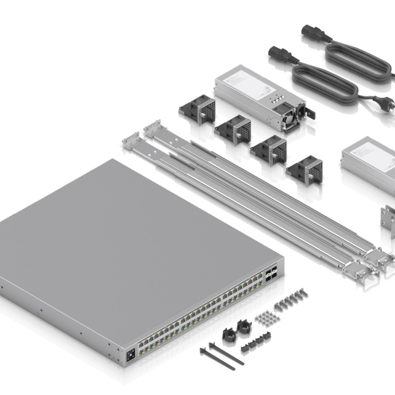 Ubiquiti network switch ECS-48-PoE-EU Enterprise-grade 48-port, Layer 3 Etherlighting PoE+++ switch with high-capacity 10 GbE RJ45 and 25G SFP28; (32) 10 GbE, (16) 2.5 GbE ports 