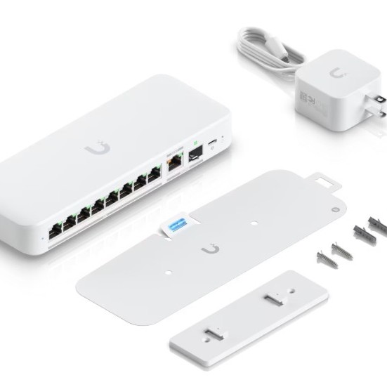Ubiquiti switch USW-Flex-2.5G-8-EU 8-port 2.5 GbE ports, 10 GbE PoE+ input port for power / SFP+ port combo 
