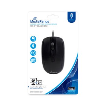 MediaRange Corded 3-button optical mouse, black 