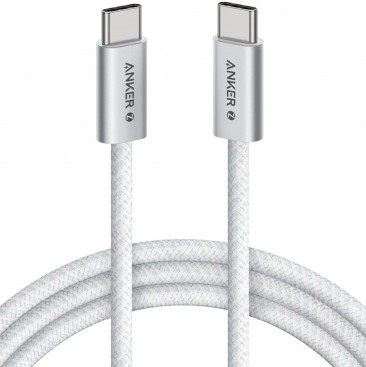 Cablu alimentare si date Anker Zolo, 1m, USB Type-C (T) la USB Type-C (T), 240W, invelis nylon, braided, alb, 