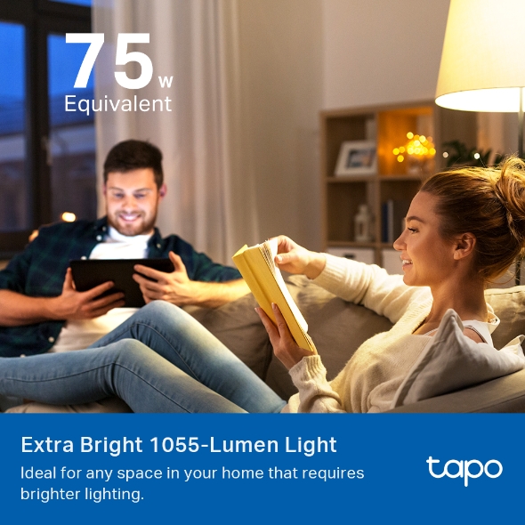 BEC LED wireless TP-LINK, 1055lm, 8.6W, E27, intensitate reglabila, control prin smartph.cu apl.Tapo, ajustare auto a luminii in fct. de mom zilei-diferite culori 