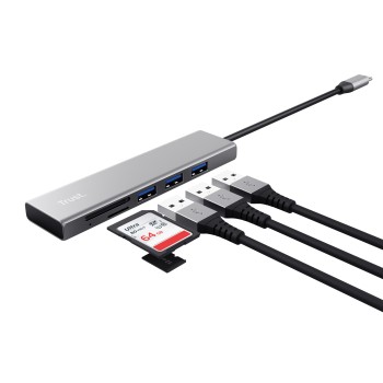 Halyx Fast USB-C & Card Reader, 3-port Hub 