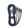 CABLU alimentare si date Baseus One-for-three, Fast Charging Data Cable pt. smartphone, USB Type-C la 3 x USB Type-C 100W, 1.5m, albastru 