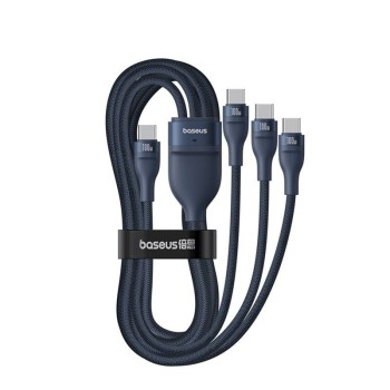 CABLU alimentare si date Baseus One-for-three, Fast Charging Data Cable pt. smartphone, USB Type-C la 3 x USB Type-C 100W, 1.5m, albastru 