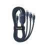 CABLU alimentare si date Baseus One-for-three, Fast Charging Data Cable pt. smartphone, USB Type-C la 3 x USB Type-C 100W, 1.5m, albastru 