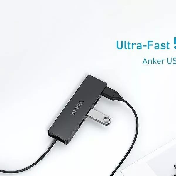 HUB Anker, 4-in-1, USB 3.0 x 4 porturi, incarcare prin USB Type-C, viteza 5 Gbps, conectare prin USB-C, negru, 