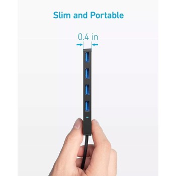 HUB Anker, 4-in-1, USB 3.0 x 4 porturi, incarcare prin USB Type-C, viteza 5 Gbps, conectare prin USB-C, negru, 