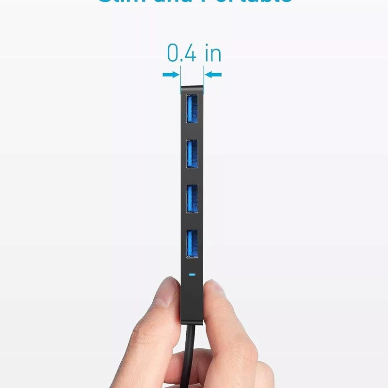 HUB Anker, 4-in-1, USB 3.0 x 4 porturi, incarcare prin USB Type-C, viteza 5 Gbps, conectare prin USB-C, negru, 