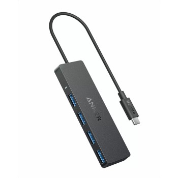 HUB Anker, 4-in-1, USB 3.0 x 4 porturi, incarcare prin USB Type-C, viteza 5 Gbps, conectare prin USB-C, negru, 
