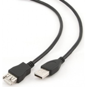 CABLU USB GEMBIRD prelungitor, USB 2.0 (T) la USB 2.0 (M), 4.5m, conectori auriti, negru, 