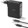 Alimentator retea Aukey, PA-B7O BK, 140W, fast charge, 2 x USB-C, 1 x USB-A, negru, 