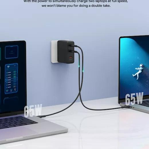 Alimentator retea Aukey, PA-B7O BK, 140W, fast charge, 2 x USB-C, 1 x USB-A, negru, 