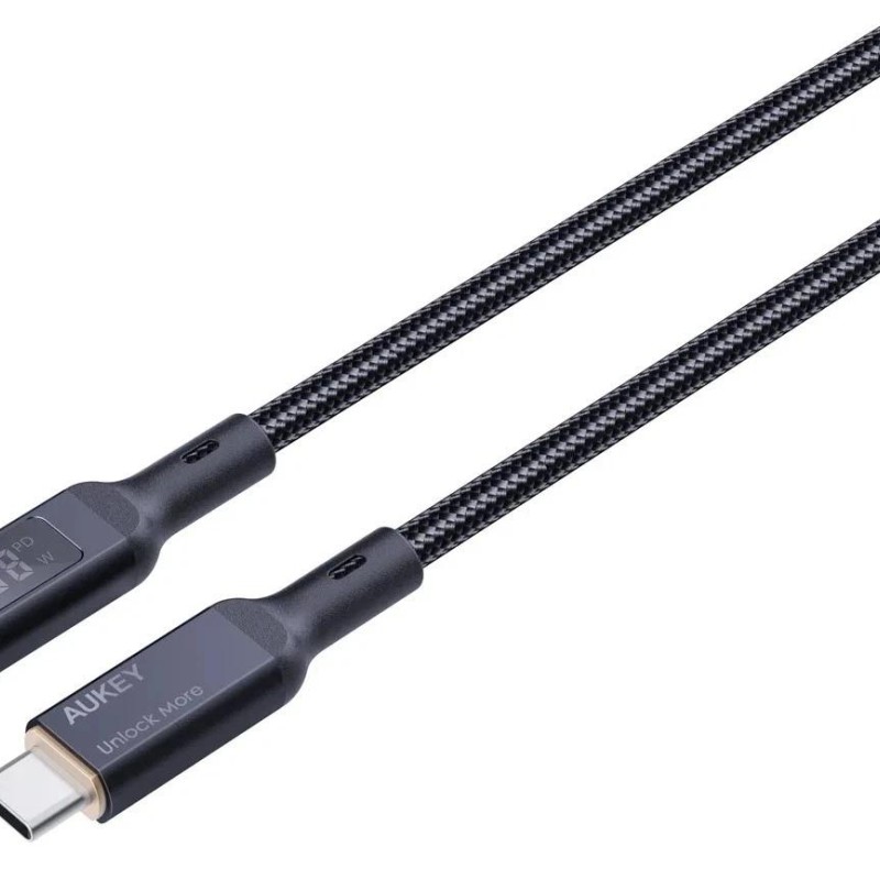 Cablu alimentare si date Aukey, USB Type-C (T) la USB Type-C (T), 1.8m, 480 Mbps, 100W, braided, negru, 