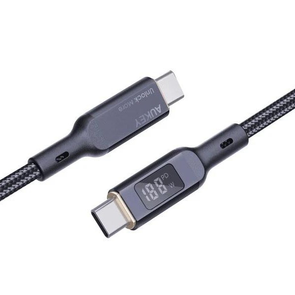 Cablu alimentare si date Aukey, USB Type-C (T) la USB Type-C (T), 1.8m, 480 Mbps, 100W, braided, negru, 