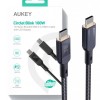 Cablu alimentare si date Aukey, USB Type-C (T) la USB Type-C (T), 1.8m, 480 Mbps, 100W, braided, negru, 