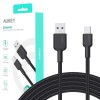 Cablu alimentare si date Aukey, USB Type-A (T) la USB Type-C (T), 1.8m, 480 Mbps, 60W, nylon, negru, 