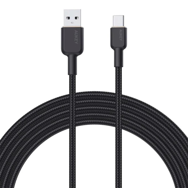 Cablu alimentare si date Aukey, USB Type-A (T) la USB Type-C (T), 1.8m, 480 Mbps, 60W, nylon, negru, 
