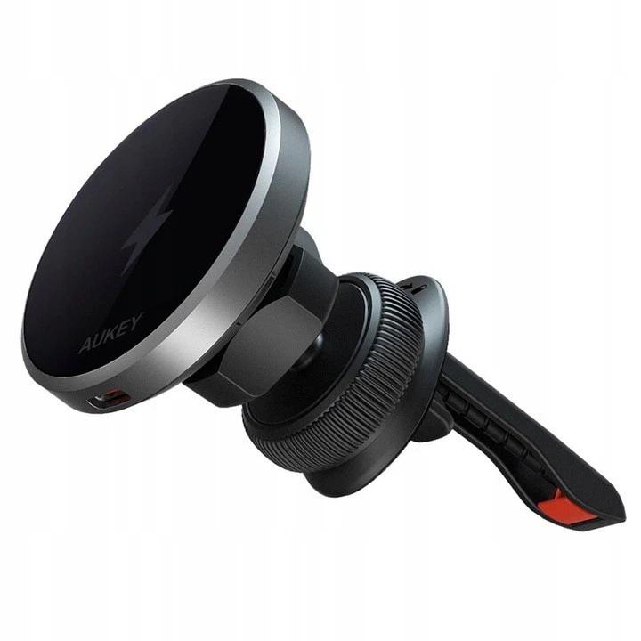 Alimentator Smartphone auto Aukey, HD-MC13, 15W, fast charge, suport prindere ventilatie, magnetic, alimentare prin UCB-C, 1 x USB-C, negru, 