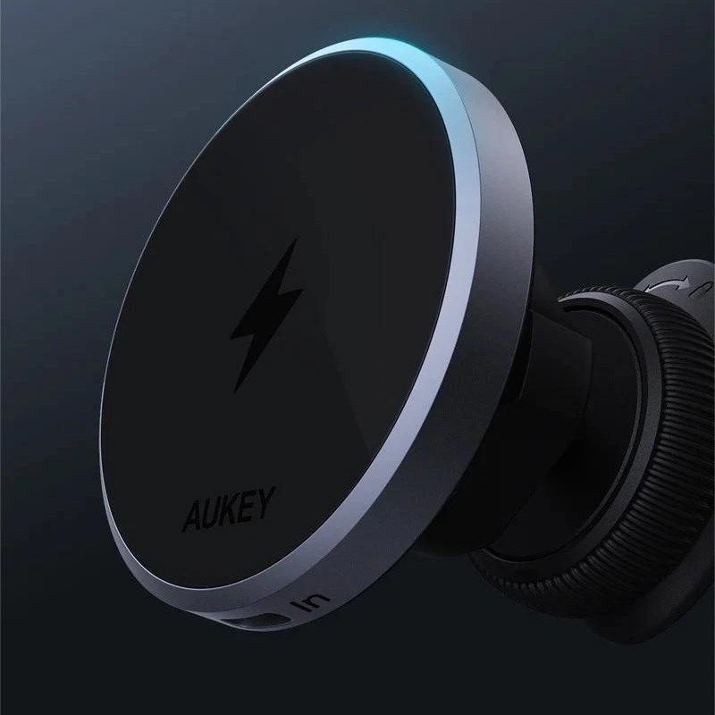 Alimentator Smartphone auto Aukey, HD-MC13, 15W, fast charge, suport prindere ventilatie, magnetic, alimentare prin UCB-C, 1 x USB-C, negru, 