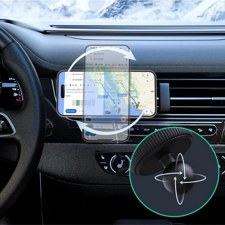 Alimentator Smartphone auto Aukey, HD-MC13, 15W, fast charge, suport prindere ventilatie, magnetic, alimentare prin UCB-C, 1 x USB-C, negru, 