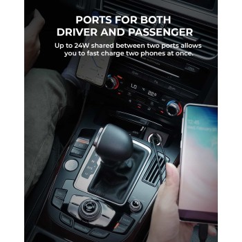Alimentator Smartphone auto Aukey, CC-A3, 30W, fast charge, alimentare bricheta, 1 x USB-C, 1 x USB-A, negru, 