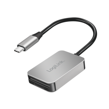 CARD READER extern LOGILINK, interfata USB Type C, citeste/scrie: SD / micro SD; aluminiu, gri, 